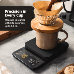 Greater Goods en usage avec porte-filtre espresso pour extraction contrôlée