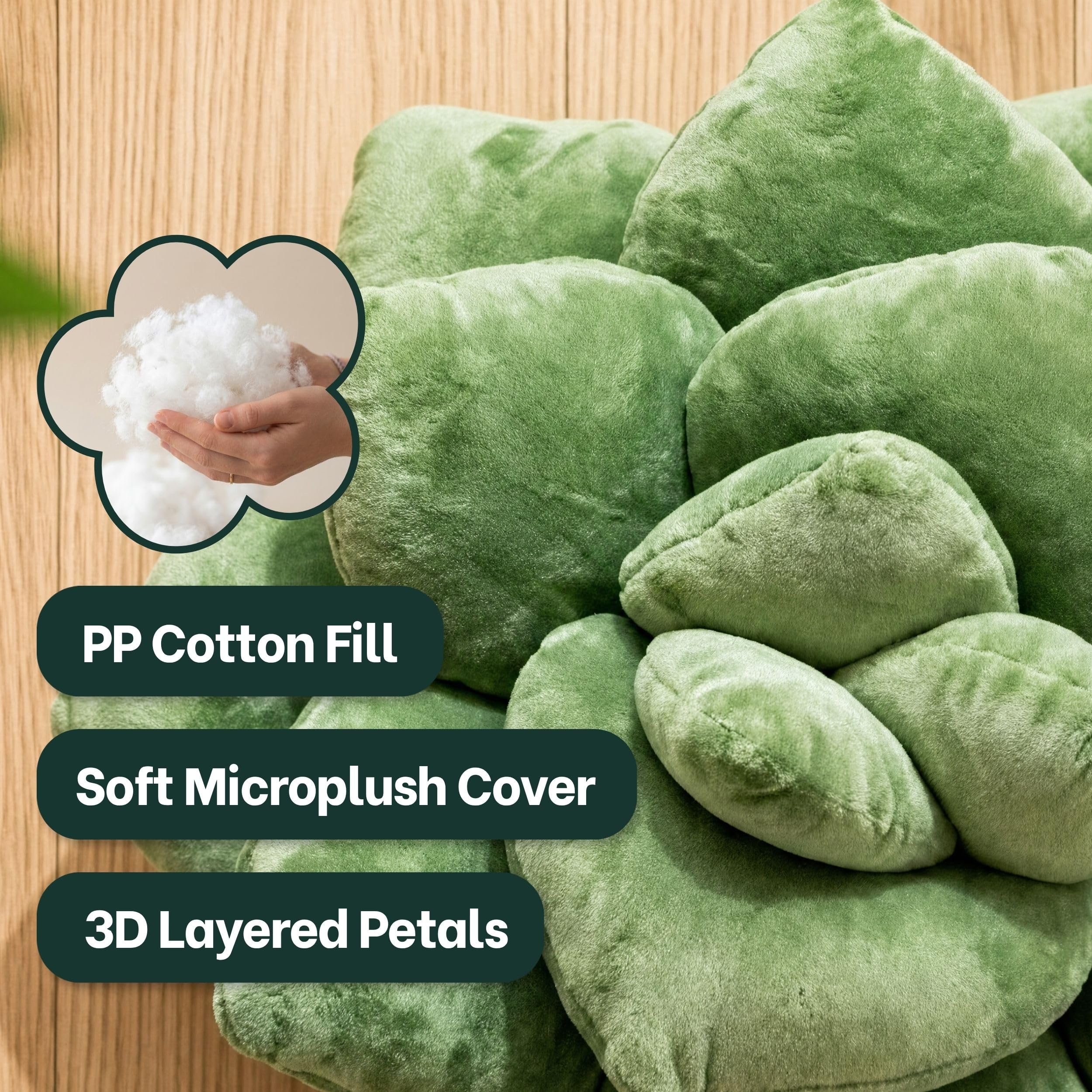 Green Philosophy Co. coussin main touchant la surface prouvant douceur microplush agréable