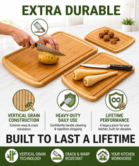 Greener Chef planche comparaison taille avec couteau, montre espace utile