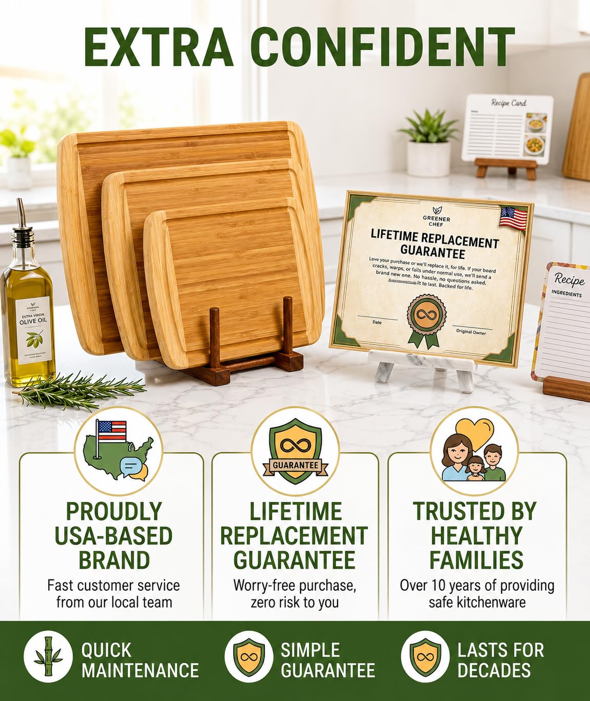 Greener Chef ensemble trois tailles sur table, solution multitâche pratique