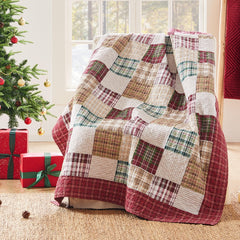 Greenland Home Fashions plaid rouge plié montrant motif et confort