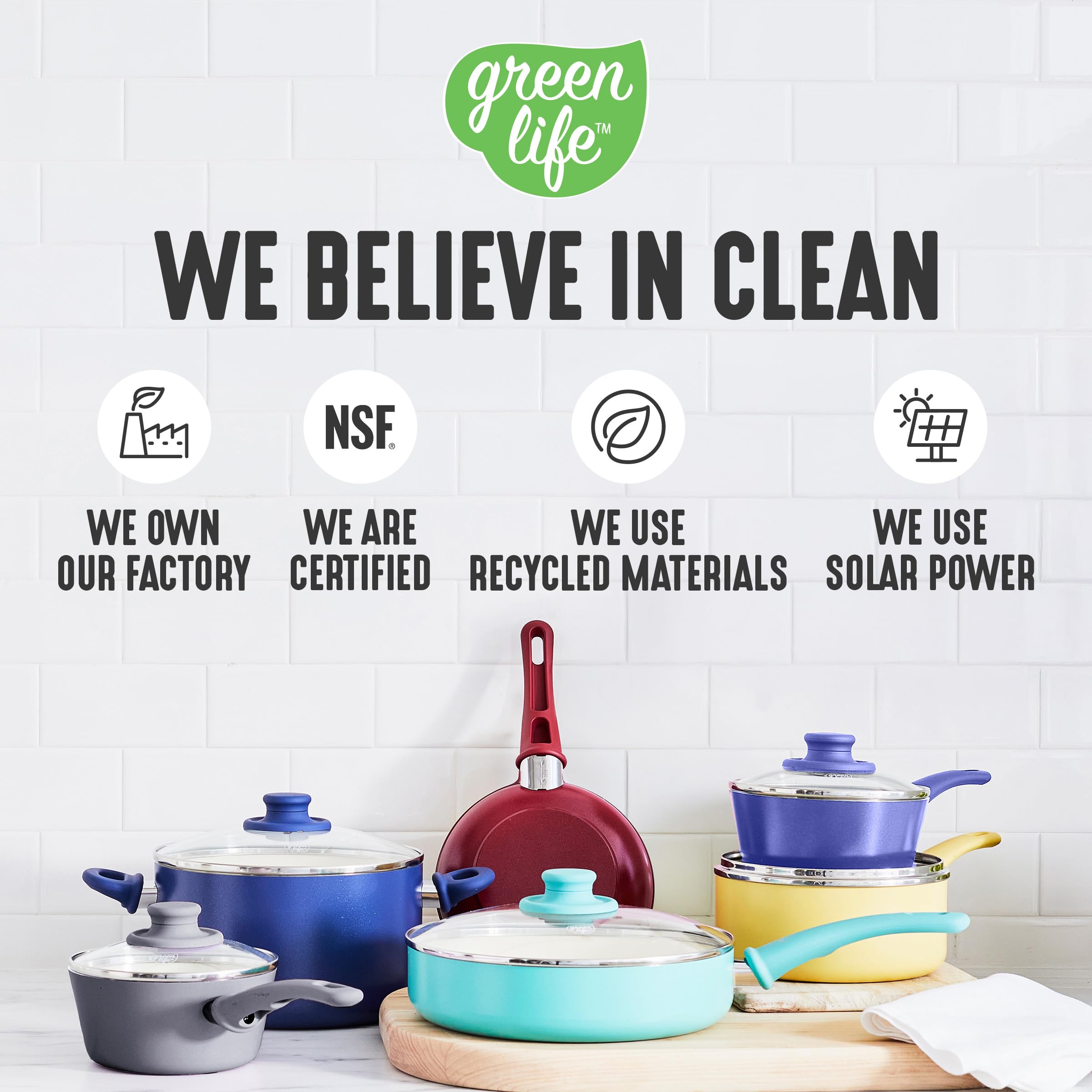 GreenLife comparaison de taille des ustensiles montrant capacité et choix de cuisson
