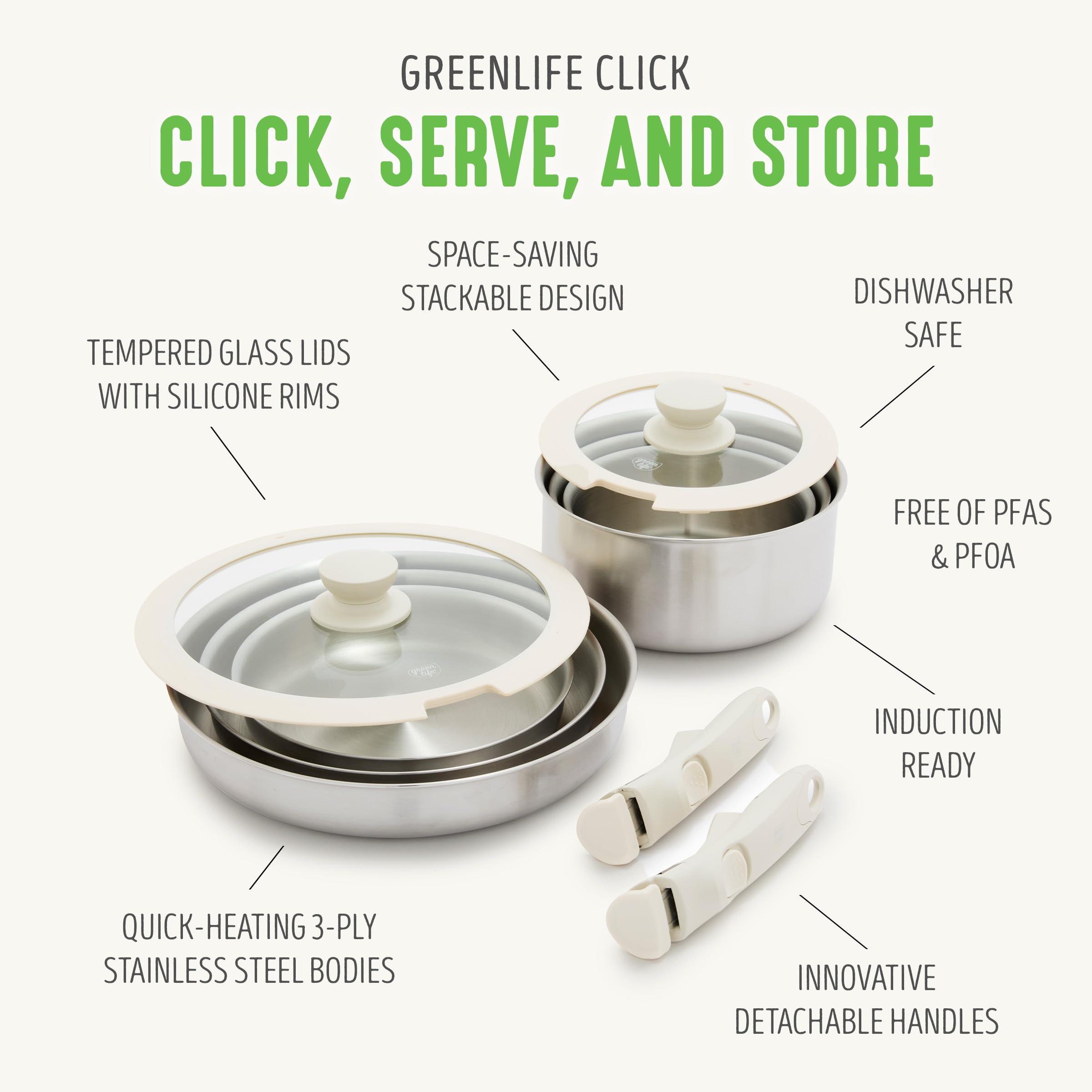 GreenLife couvercle en verre avec joint silicone pour cuisson visible