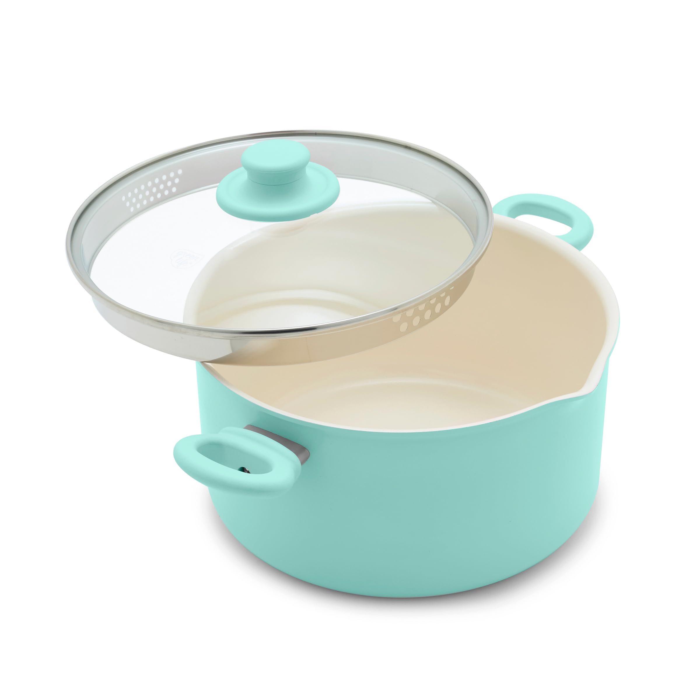 GreenLife marmite turquoise face avant affichant finition et design ergonomique