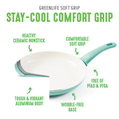 GreenLife poignées Soft Grip ergonomiques offrant prise sûre et confort