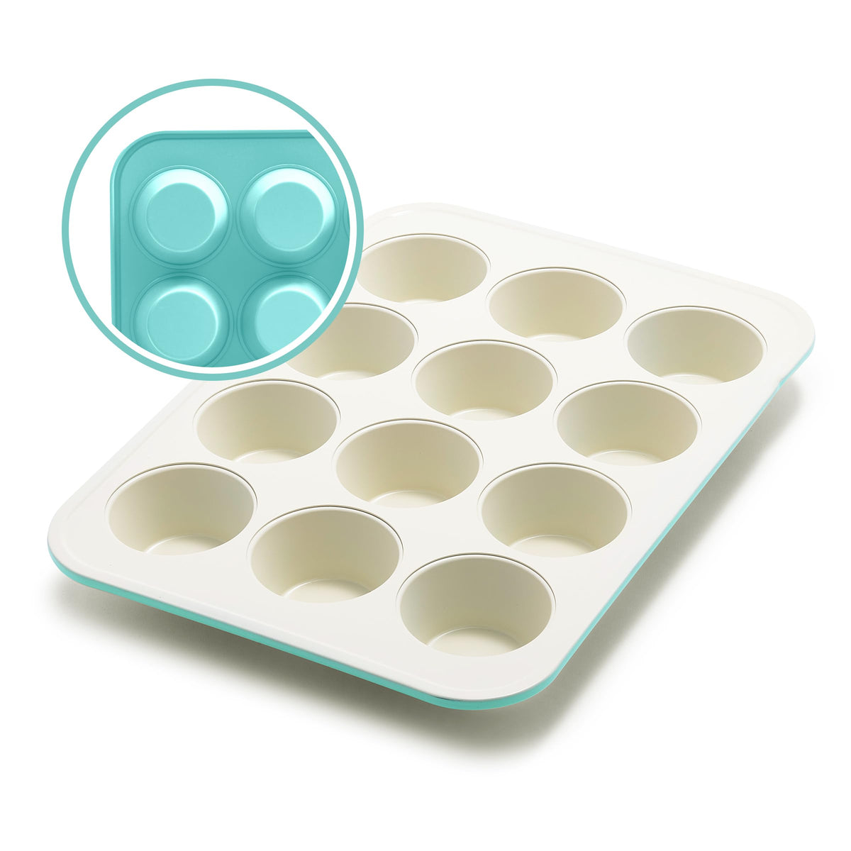 GreenLife face avant du moule turquoise montrant 12 empreintes pratiques
