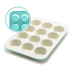 GreenLife face avant du moule turquoise montrant 12 empreintes pratiques