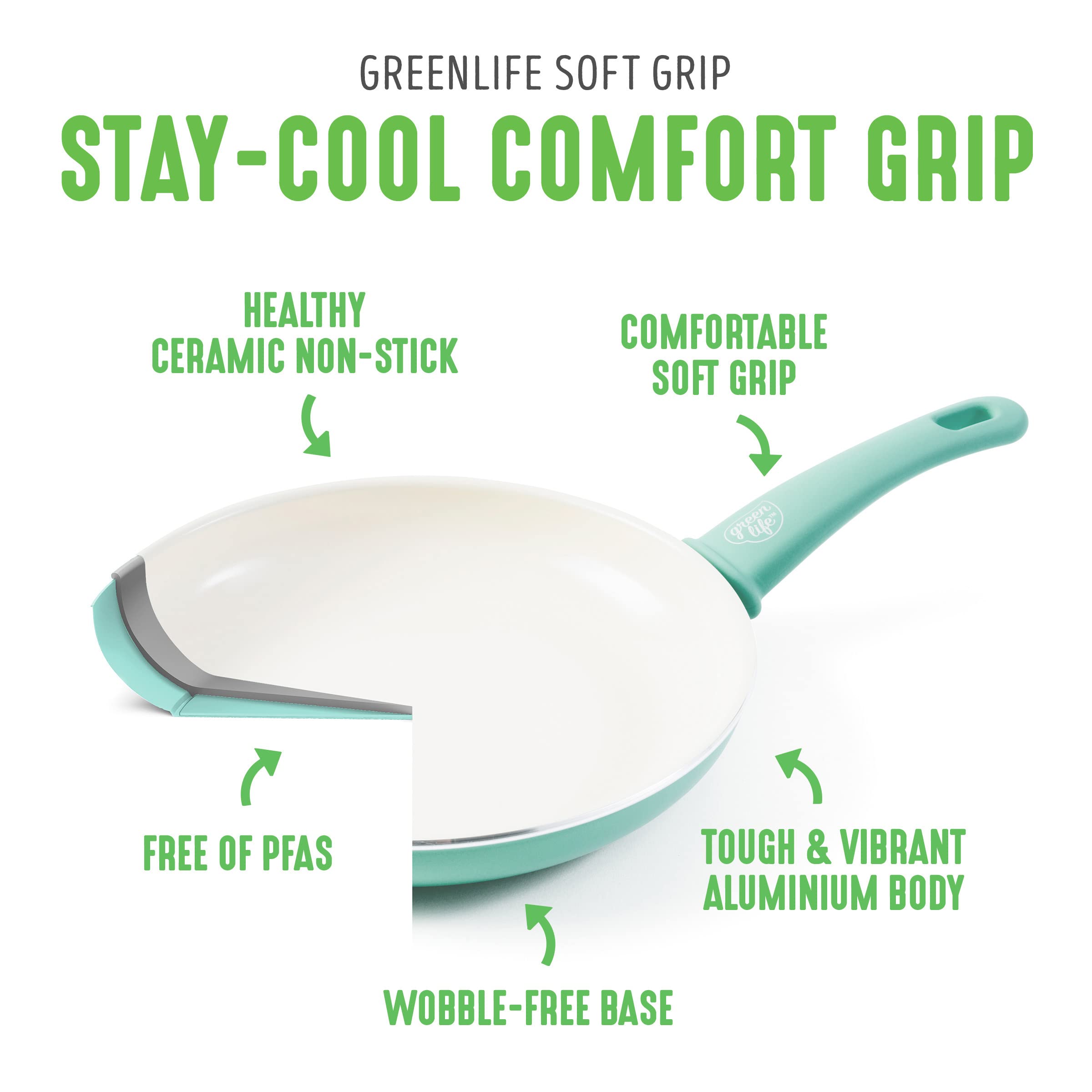 GreenLife couvercle en verre transparent pour surveiller la cuisson sans ouvrir