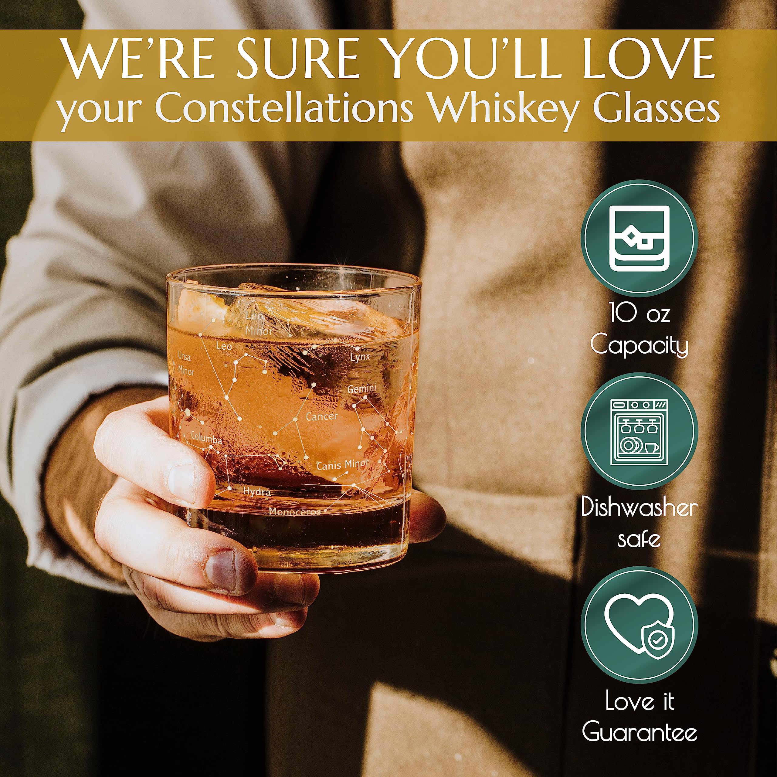 Greenline Goods verre rempli d'un old fashioned, met en valeur le design pour cocktails