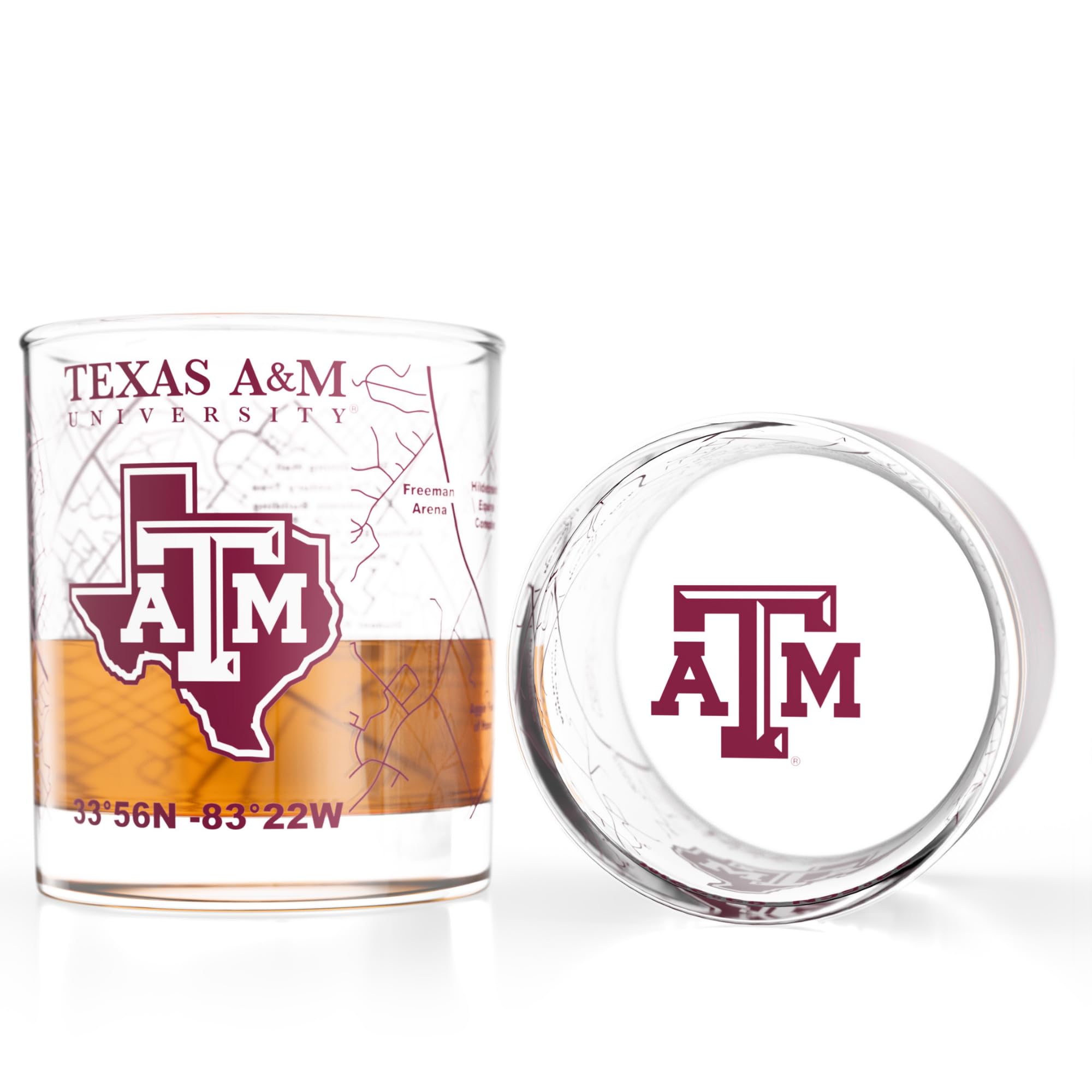 Greenline Goods verres face avant montrant logo University of Texas A&M et design complet