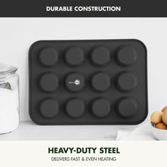 GreenPan moule rempli de muffins prêts à démouler illustrant démoulage sans effort