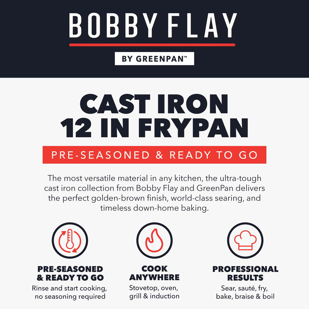 GreenPan x Bobby Flay comparaison taille illustrant capacité de 12 pouces