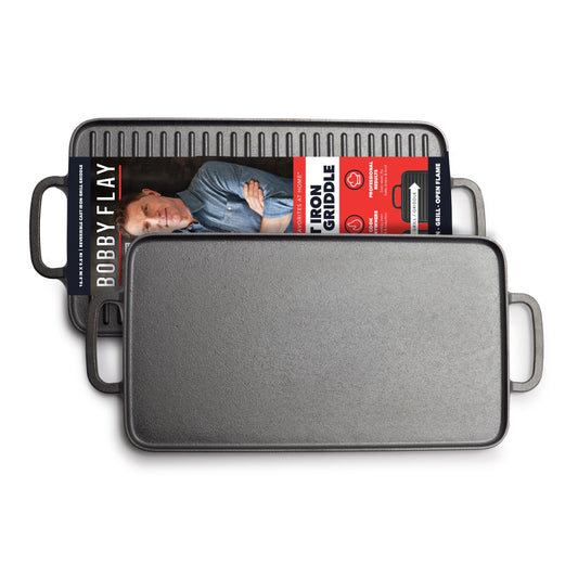 GreenPan x Bobby Flay face gril montrant marques de saisie pour saveur accrue