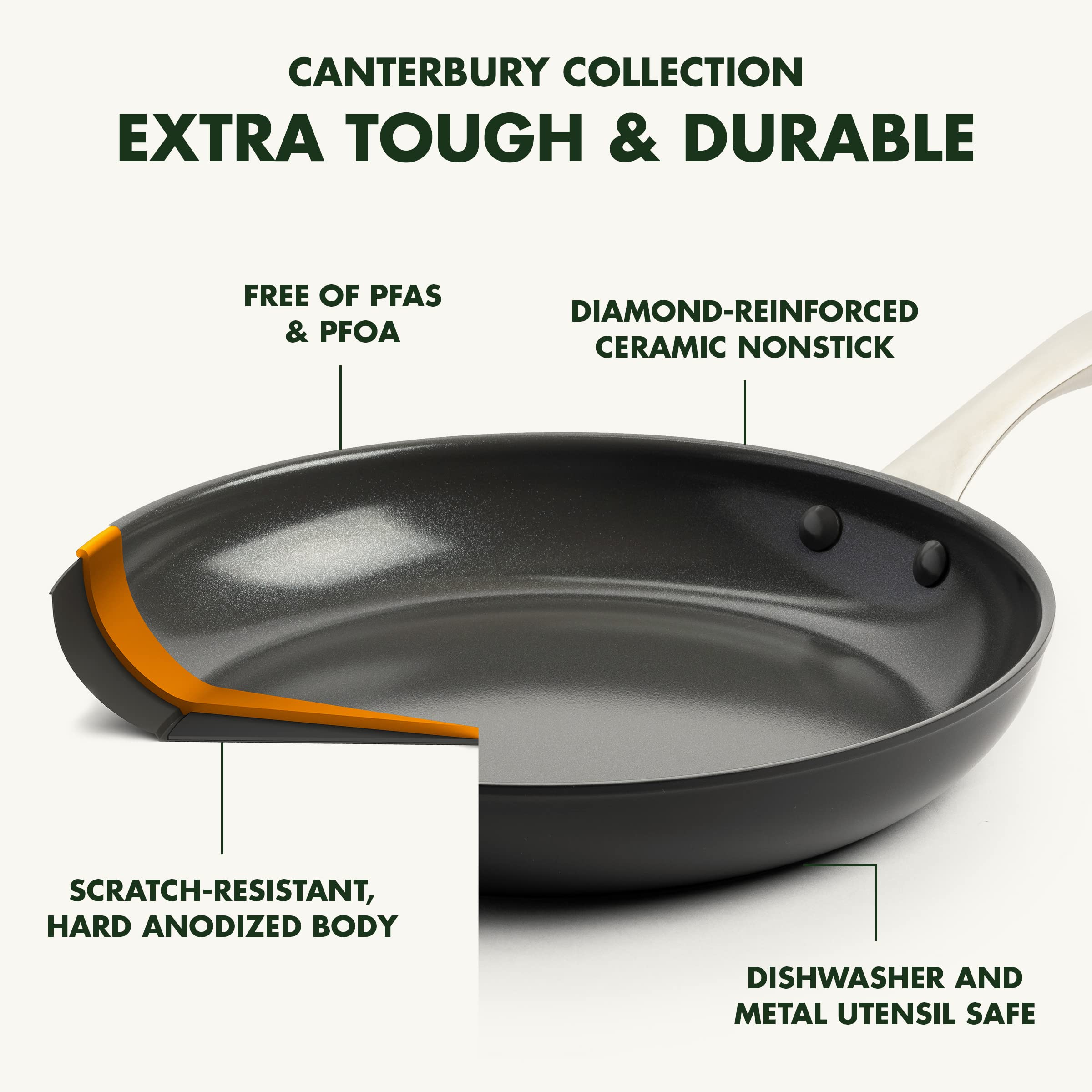 GreenPan poignée rivetée en acier inoxydable offrant prise sûre et confort de cuisson