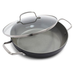 GreenPan face avant montrant poêle et couvercle, pratique pour cuisson quotidienne