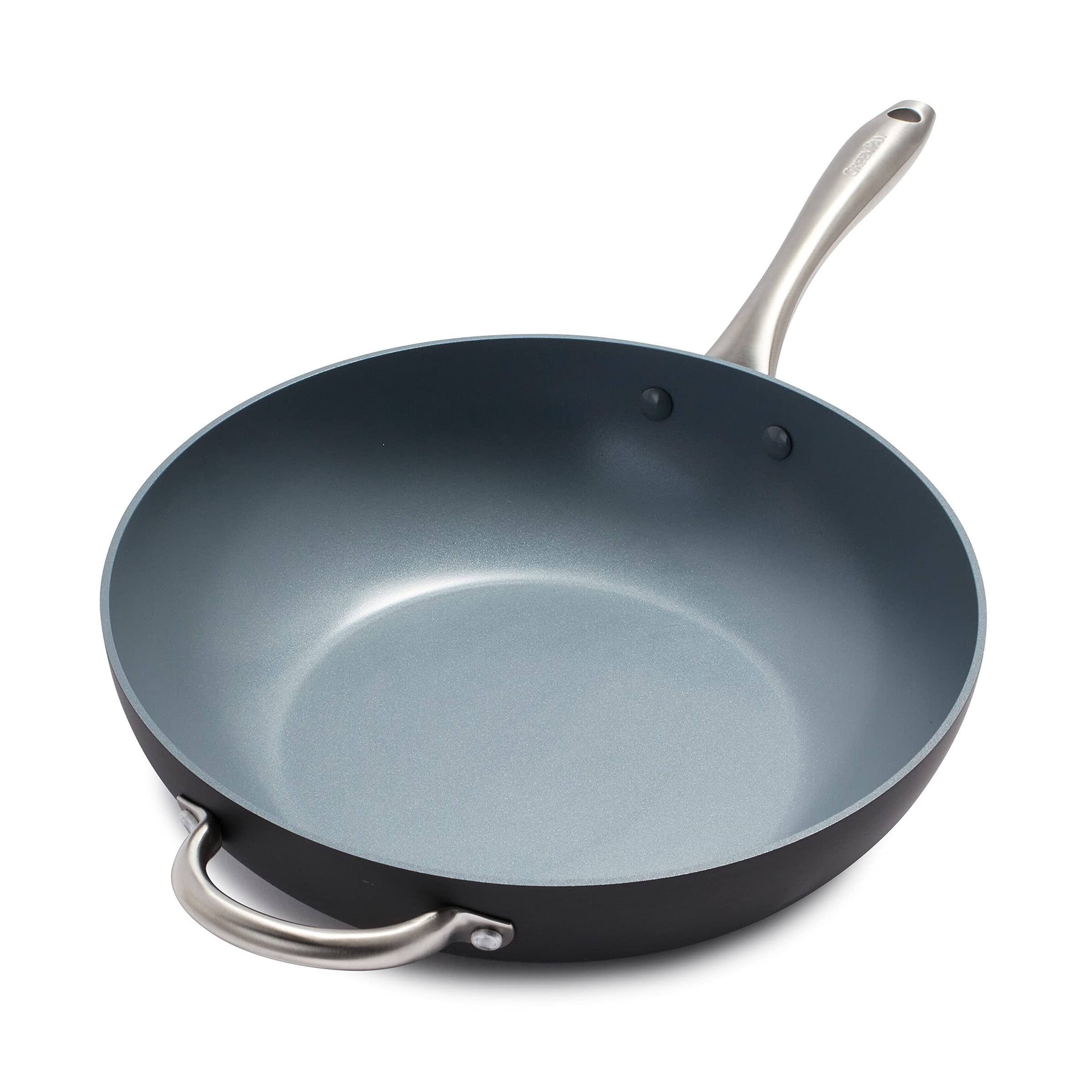GreenPan Lima wok face avant montrant design durable et contrôle de chaleur