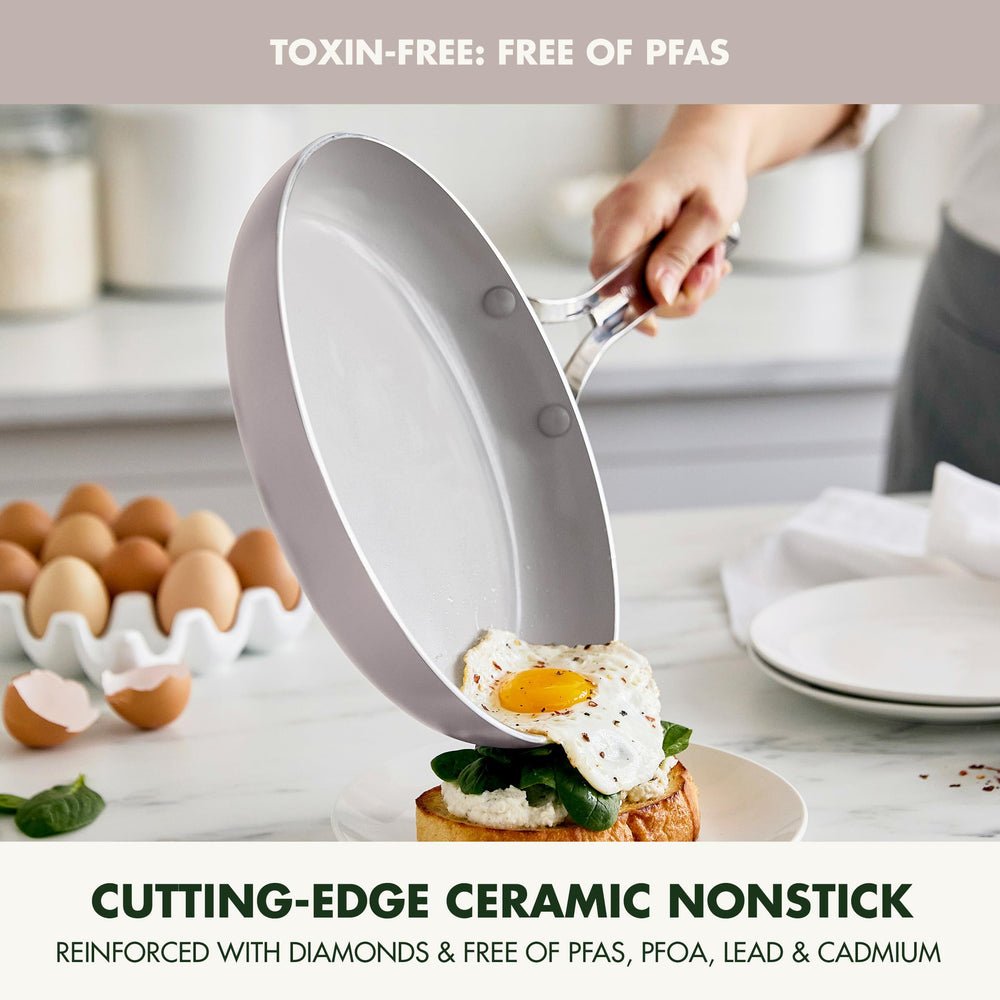 GreenPan couvercle forgé avec divot servant de repose-ustensile, réduit le contact avec surfaces chaudes