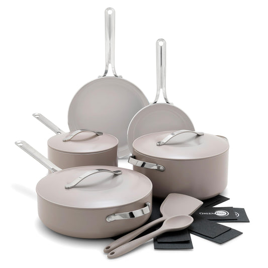 GreenPan vue d'ensemble du set Nova montrant toutes les pièces, idéal pour équiper une cuisine