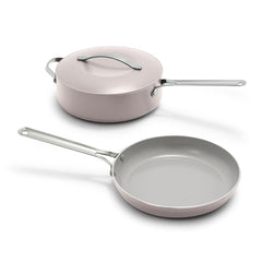 GreenPan vue d'ensemble du set montrant poêle et sauteuse pour gain de place
