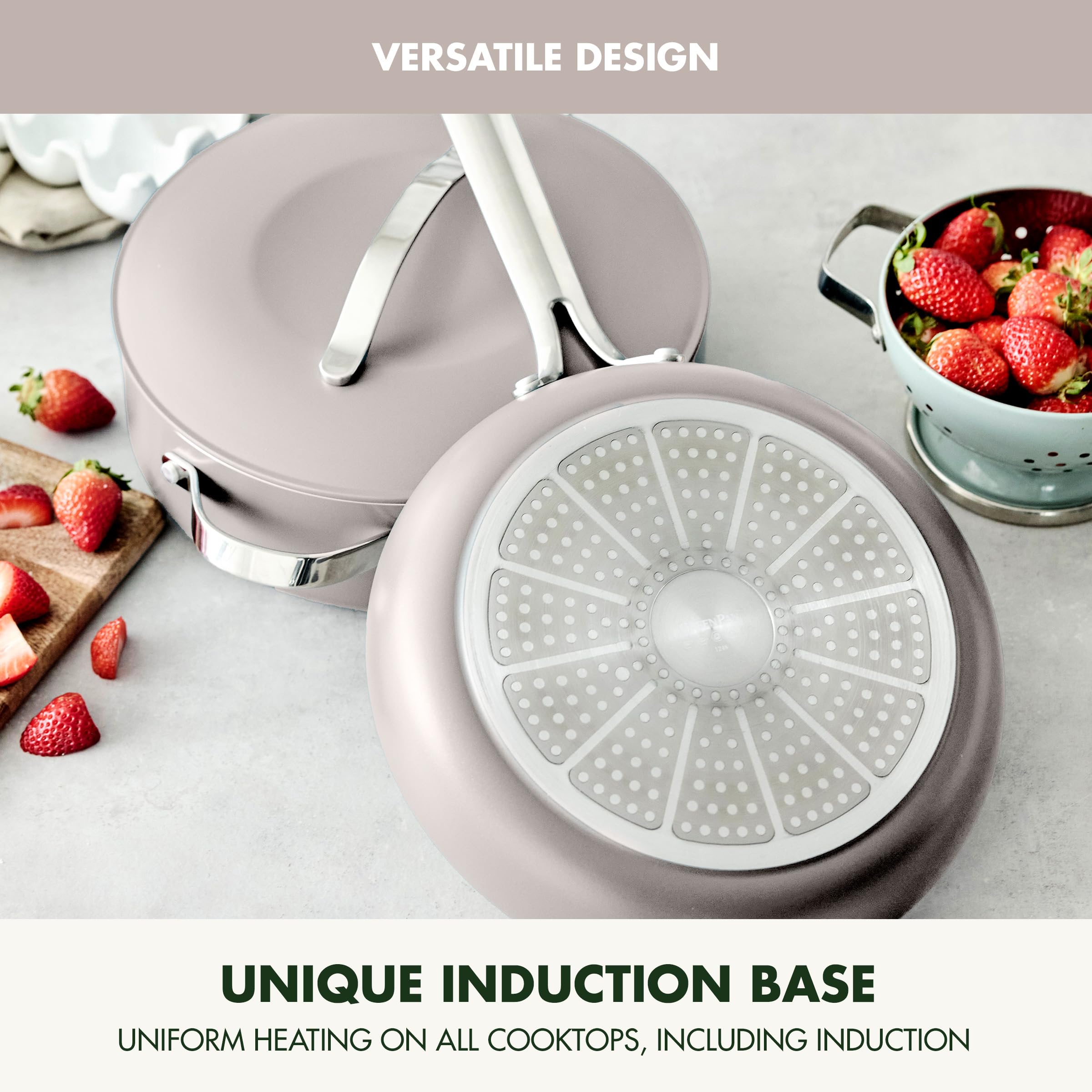 GreenPan poêle 10" de face illustrant surface antiadhésive pour saisir
