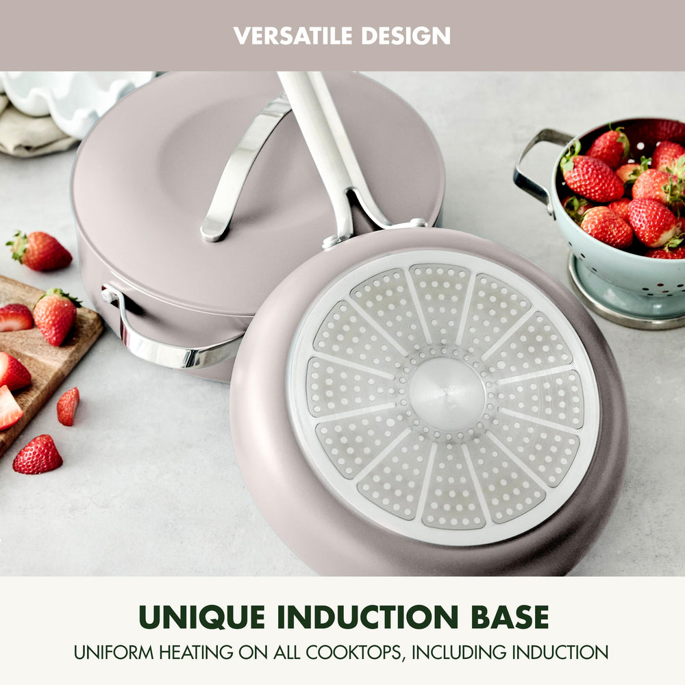 GreenPan poêle 10" de face illustrant surface antiadhésive pour saisir