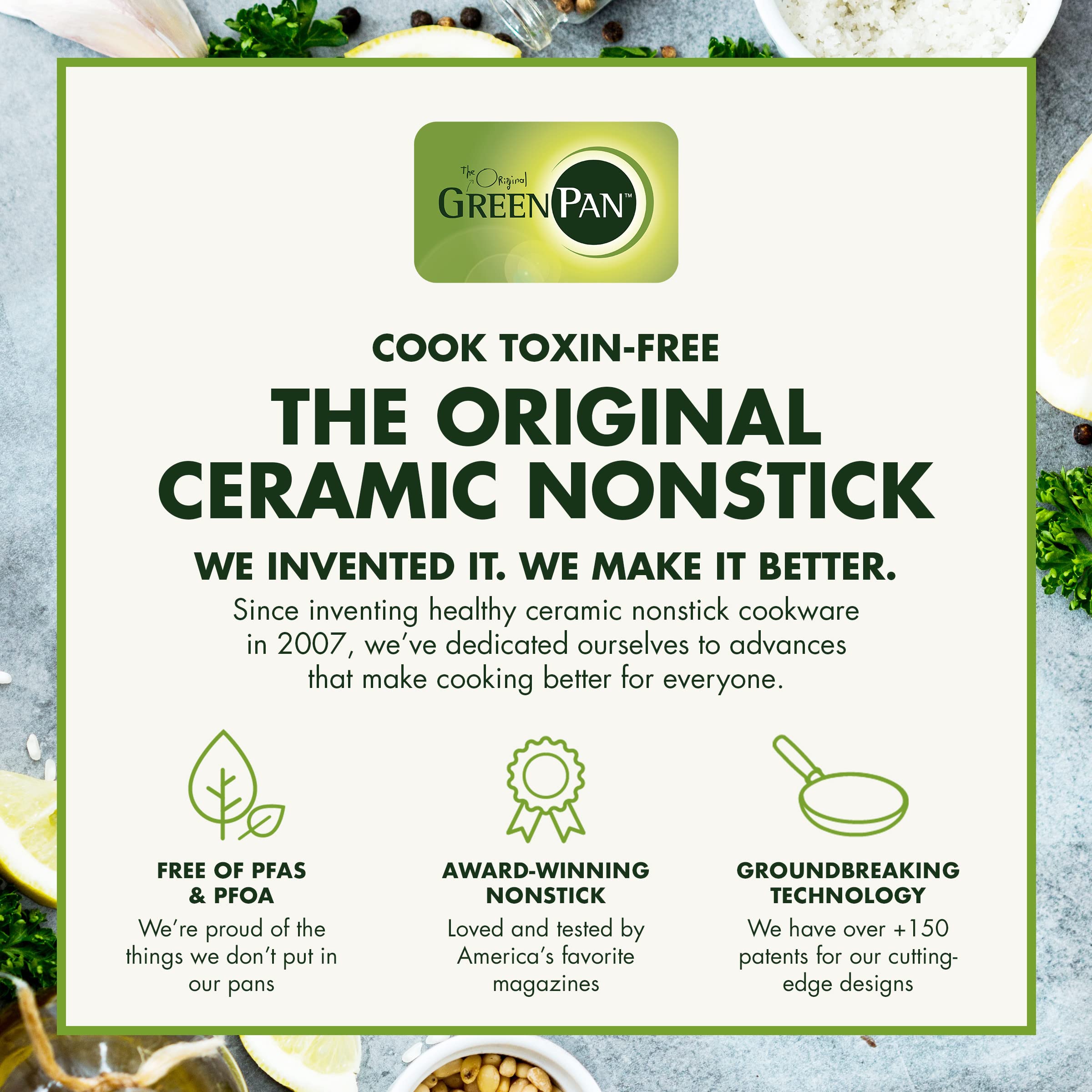 GreenPan manche inox riveté offrant une prise ergonomique et robuste