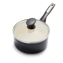GreenPan vue avant de la casserole Rio noire montrant la finition et la capacité