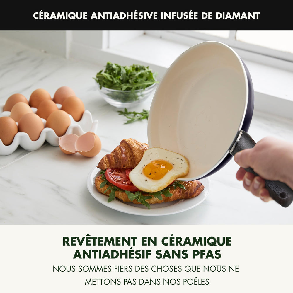 GreenPan gros plan du revêtement Thermolon renforcé aux diamants pour longue durée