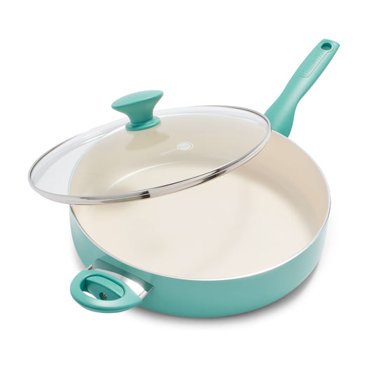 GreenPan vue avant de la poêle Rio turquoise montrant finition et attractivité