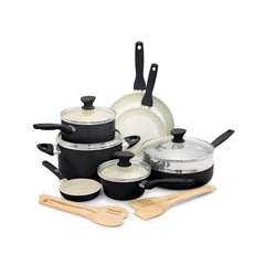 GreenPan vue d'ensemble du set 16 pièces montrant toutes les pièces et rangement pratique