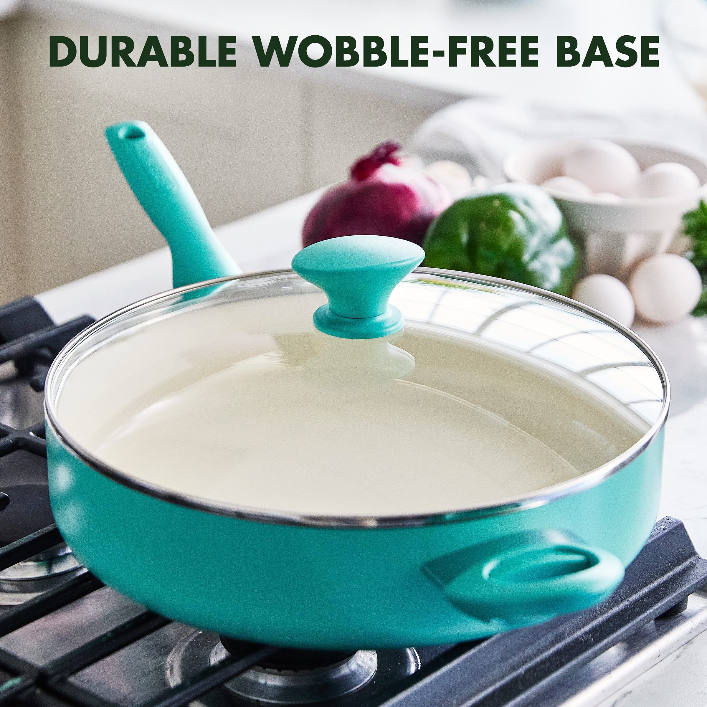 GreenPan comparaison d'échelle montrant la capacité 5QT fidèle aux besoins