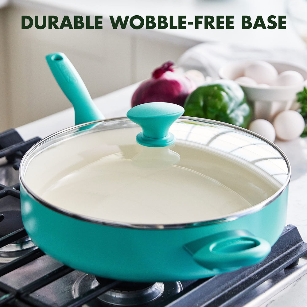 GreenPan comparaison d'échelle montrant la capacité 5QT fidèle aux besoins