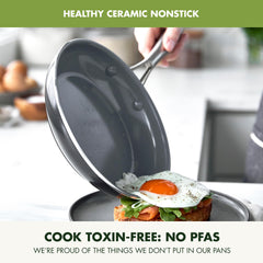 GreenPan Swift manche en acier inox riveté offrant une prise sûre et résistance à la chaleur