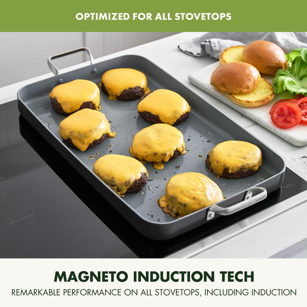 GreenPan plancha placée au four montrant résistance thermique élevée et polyvalence