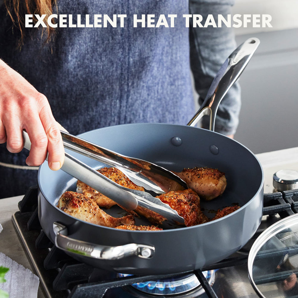 GreenPan sauteuse en usage sur plaque à induction, cuisson uniforme garantie