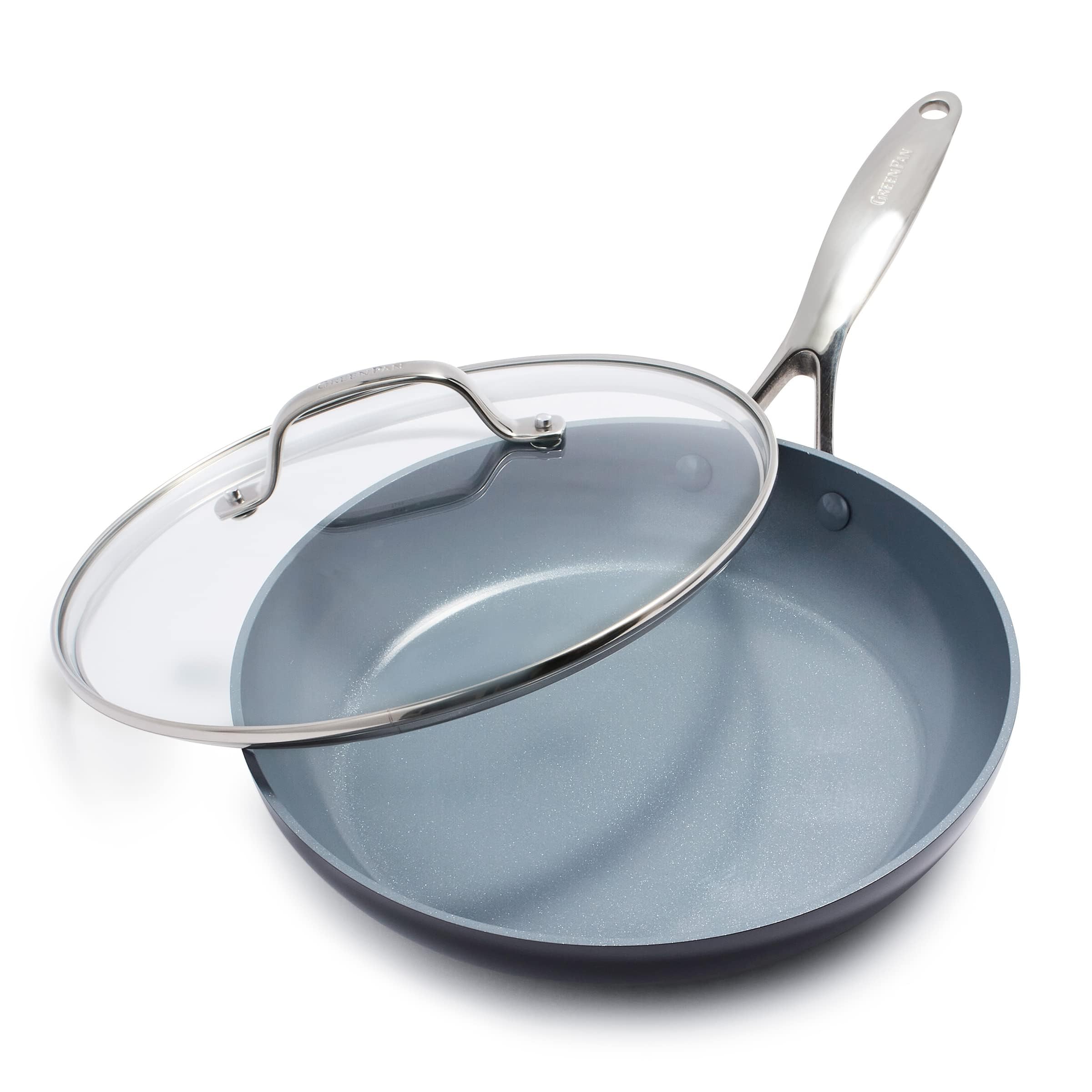 GreenPan vue frontale de la poêle Valencia Pro montrant finition durable