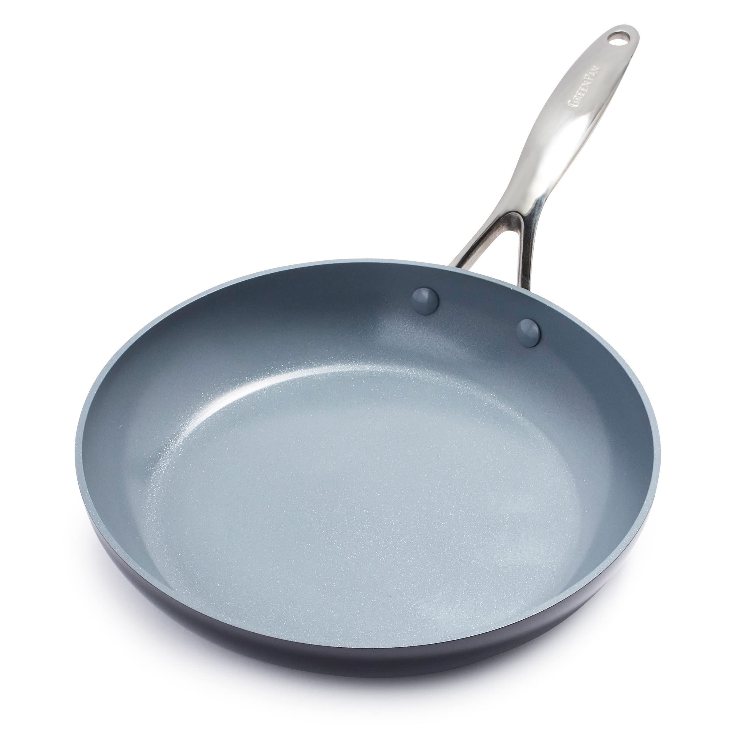 GreenPan vue avant de la poêle 12" montrant la cuisson uniforme