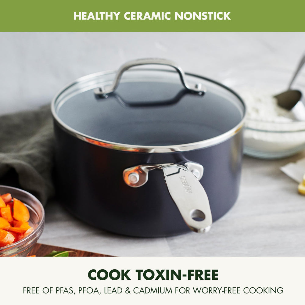 GreenPan main tenant la casserole 1,6QT, maniabilité et contrôle facile