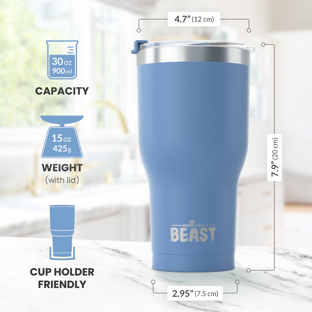 Greens Steel comparaison taille montrant capacité 30 oz pour repères visuels