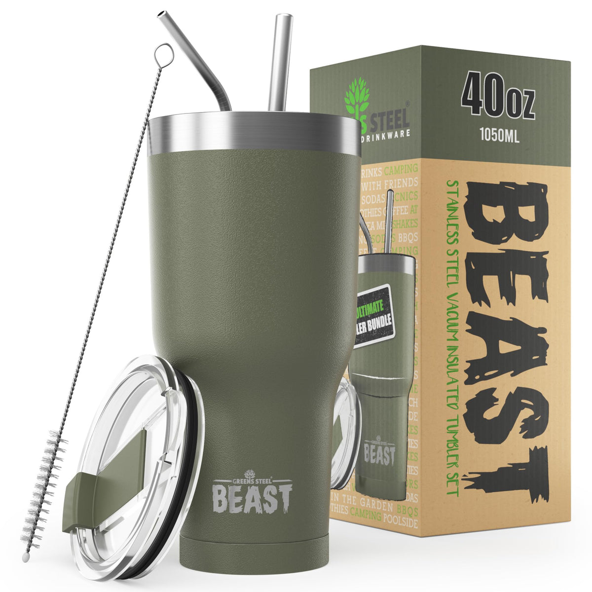Greens Steel gobelet army green vue avant capacité et design robuste