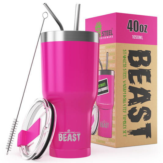 Greens Steel gobelet face avant rose Cupcake Pink montrant capacité et design pratique