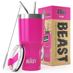 Greens Steel gobelet face avant rose Cupcake Pink montrant capacité et design pratique