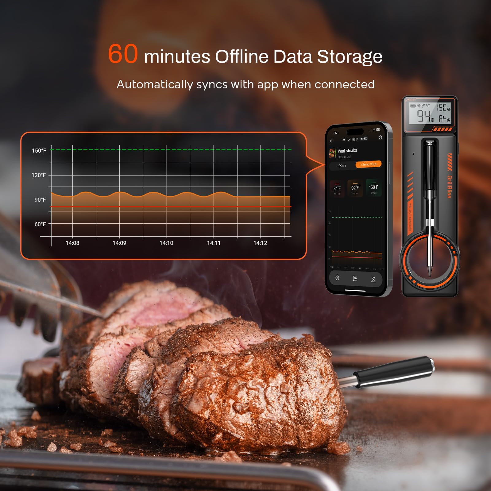 GrillBliss base de recharge détail montrant rapidité de charge