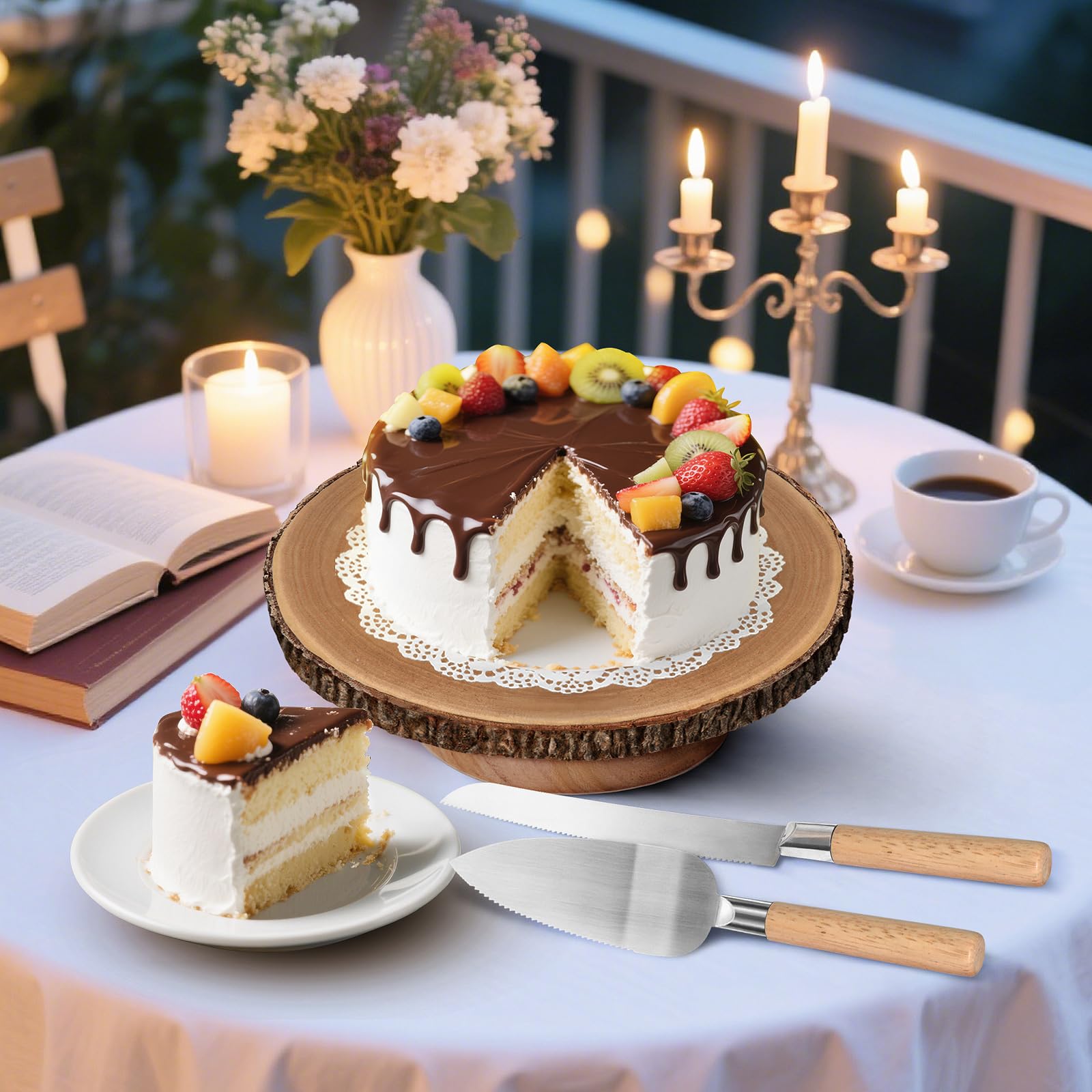 GrnVibe comparaison d'échelle montrant un gâteau 30 cm sur plateau