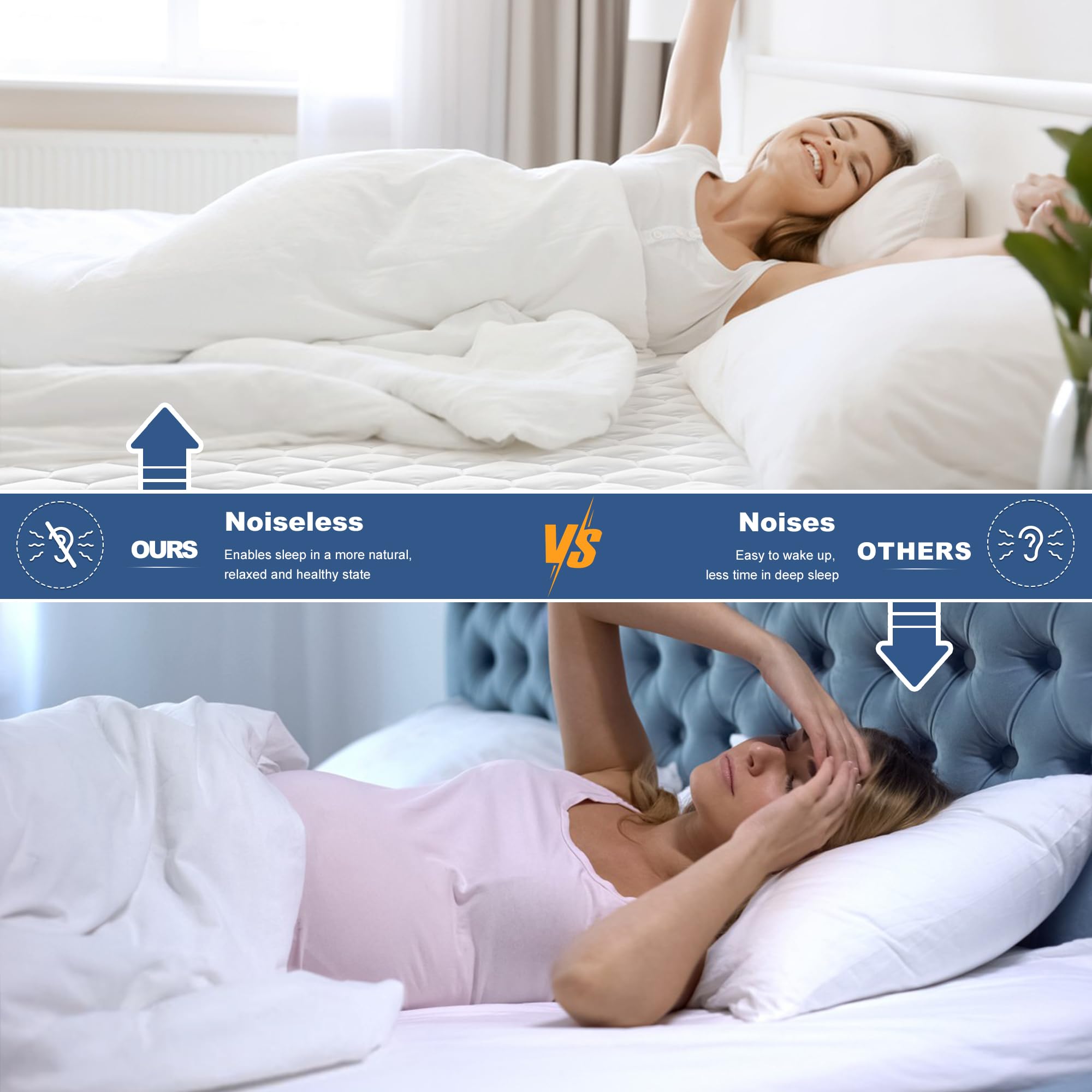 GRT protège-matelas posé sur un lit en situation d'usage, maintien et douceur