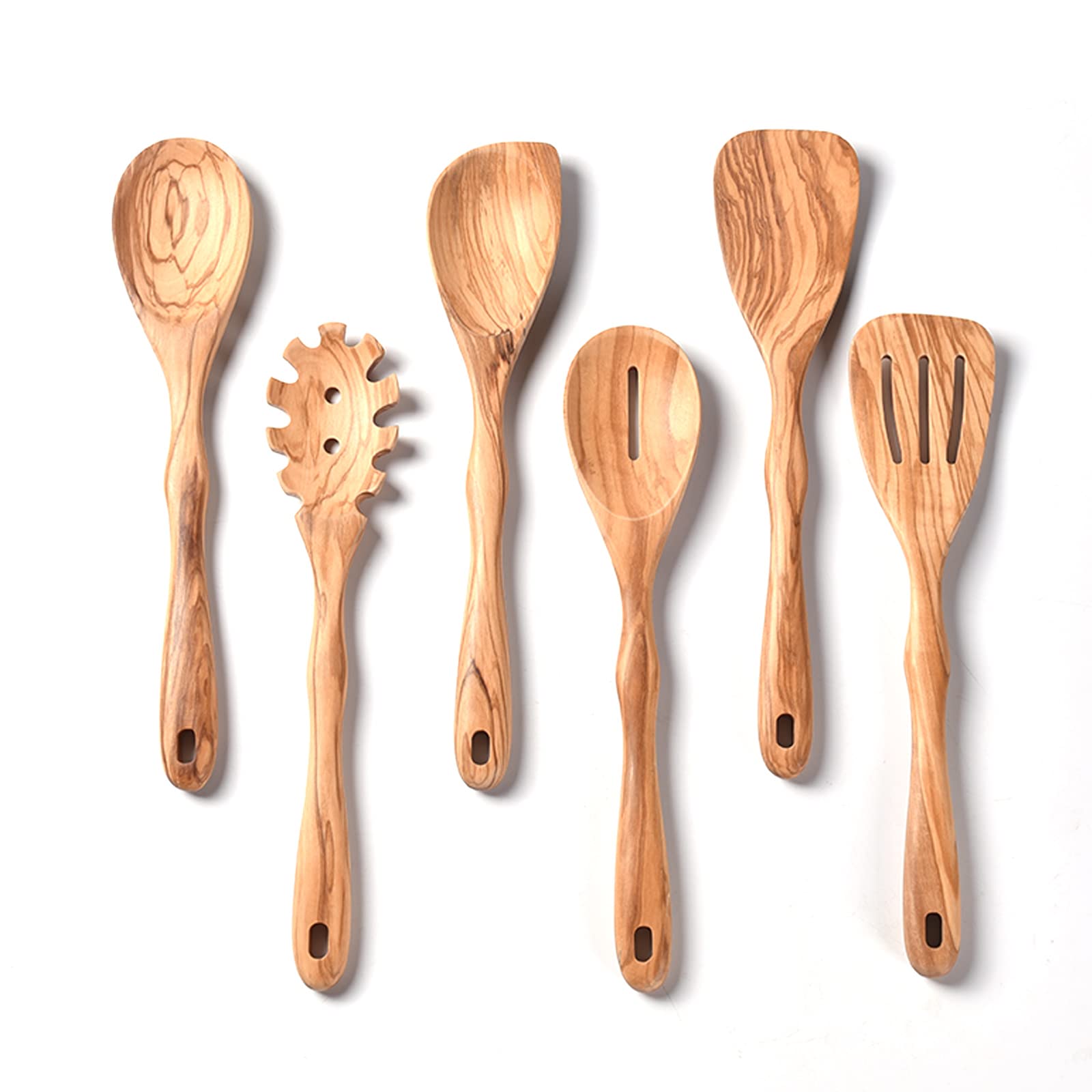 Gudamaye ensemble bois d'olivier montrant six pièces, beauté naturelle et utilité