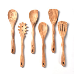 Gudamaye ensemble bois d'olivier montrant six pièces, beauté naturelle et utilité