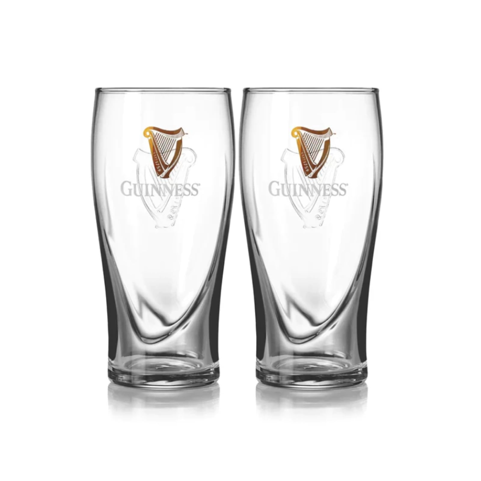 Guinness verre 20oz avant montrant silhouette et authenticité