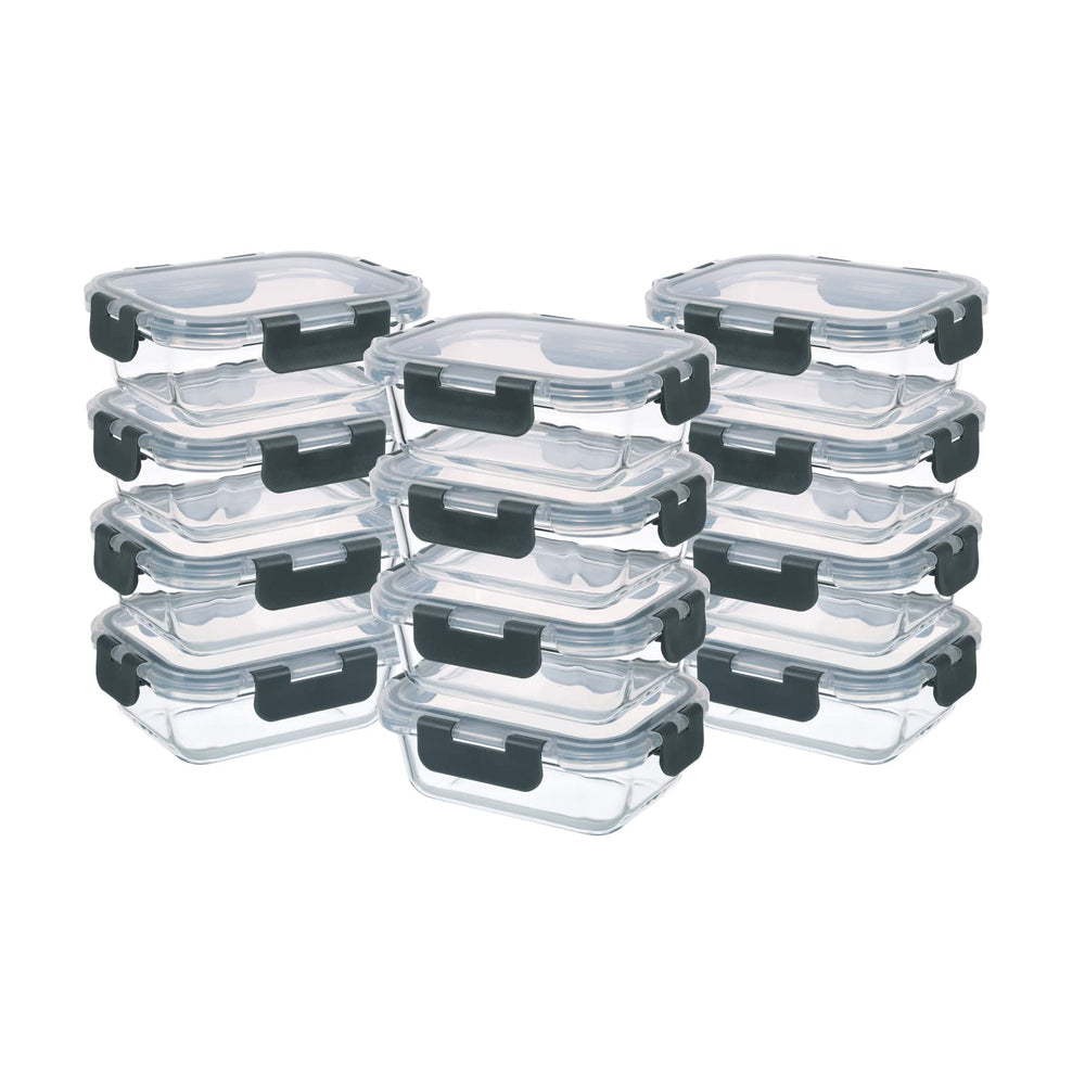 GULFLIN face avant du set 24 pièces montrant conteneurs et couvercles, rangement optimisé