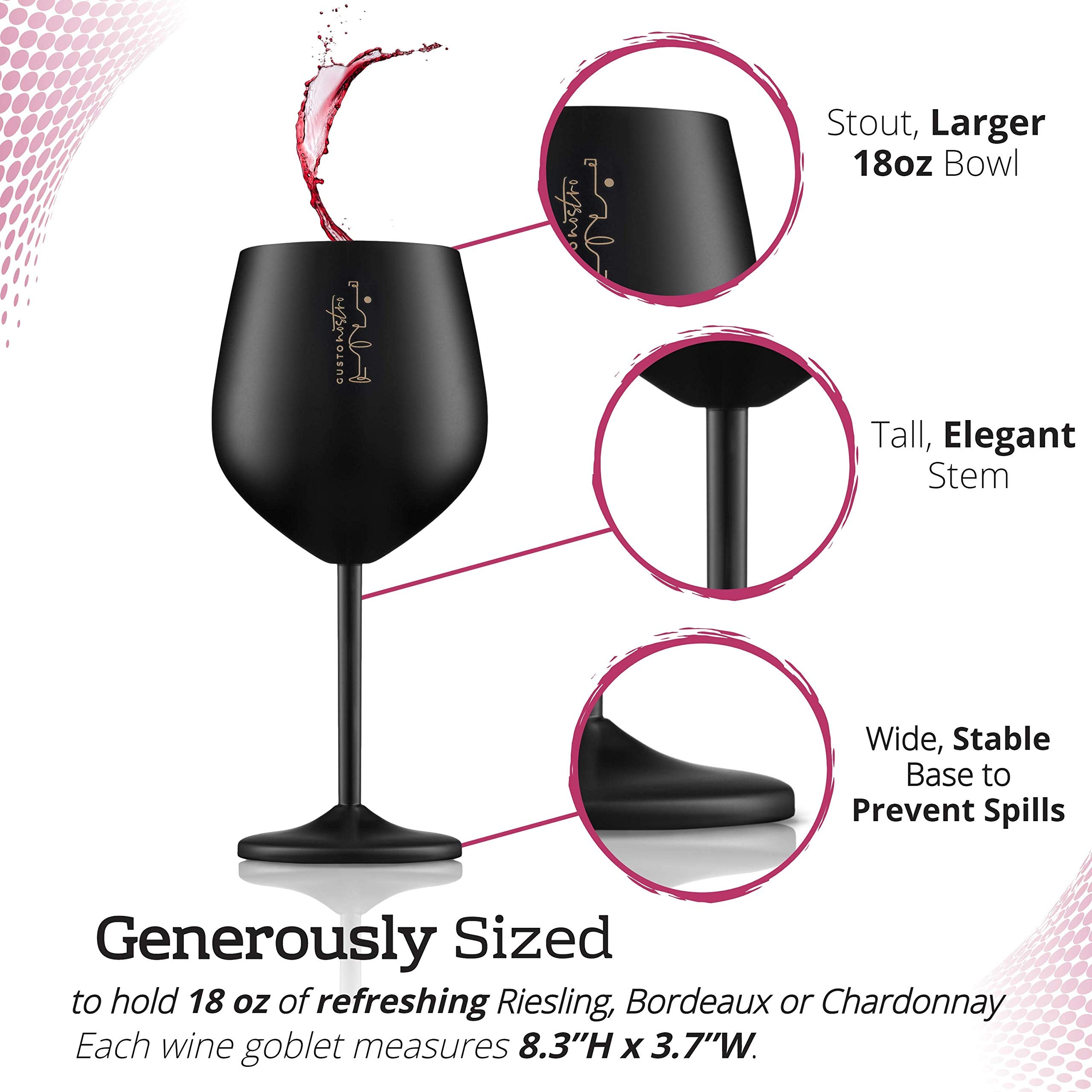 Gusto Nostro comparaison taille montrant capacité généreuse de 18 oz